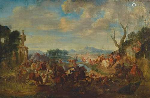 Unknown master, c. 1700, cavalry battle, oil /wood /