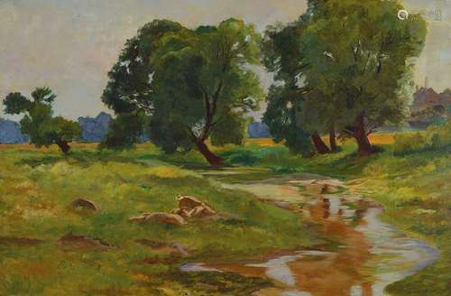 Unknown artist, around 1900, Summer landscape with