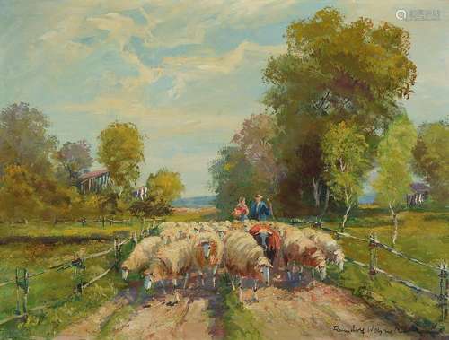 Randolph Wehn, 1911-1987 Munich, shepherd withhis flock