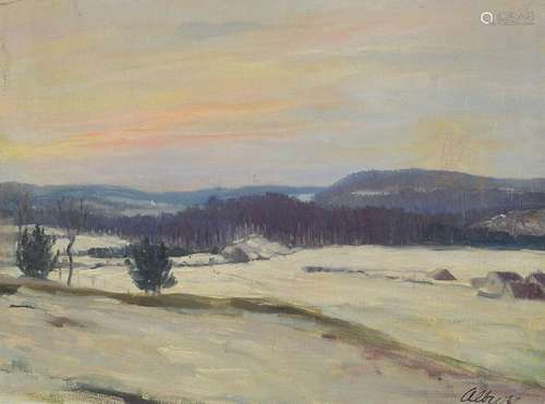 Curd Albrecht, 1884 - 1964, winter landscape, oil /