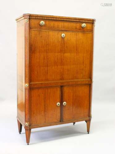 A 19TH CENTURY DUTCH SATINWOOD SECRETAIRE A ABBATANT,