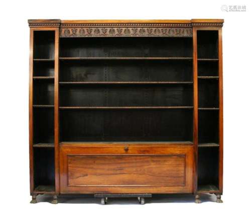A GOOD 19TH CENTURY ROSEWOOD BREAKFRONT STANDING