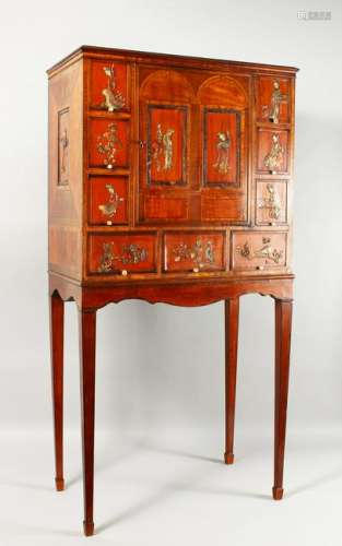 A GOOD GEORGE III MAHOGANY AND SOAPSTONE CABINET ON