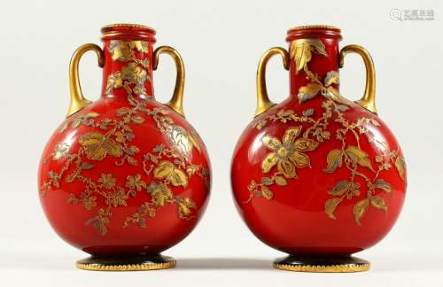 A PAIR OF LATE 19TH CENTURY RED OPAQUE GLASS