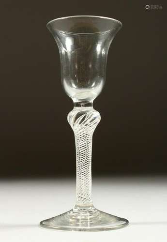 A GEORGE III AIR TWIST CORDIAL GLASS.  15cms high.