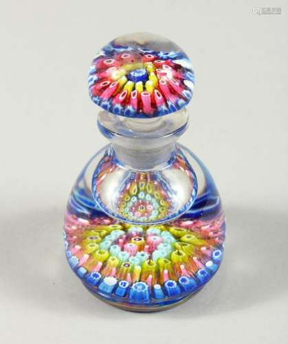 A MILLEFIORI GLASS PAPERWEIGHT INKWELL (rim chipped).