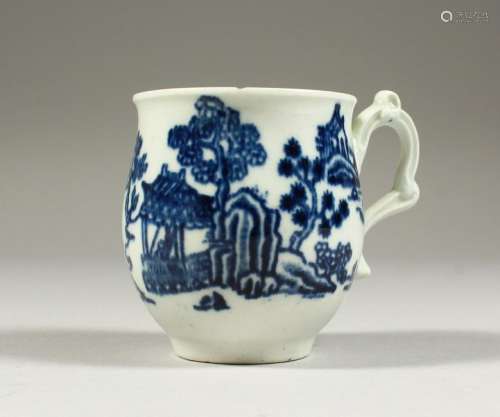 AN 18TH CENTURY WORCESTER BLUE AND WHITE COFFEE CAN,