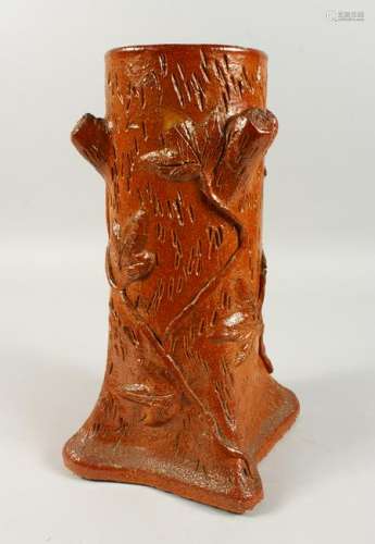BROMPTON POTTERY, a salt glazed stick stand moulded as