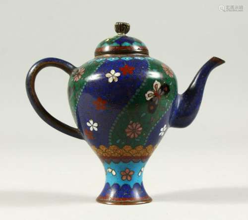 A SMALL CLOISONNE TEAPOT.  12cms high.