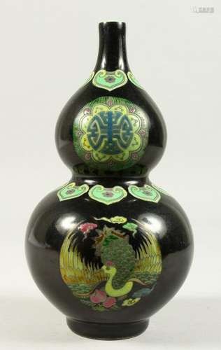 A FAMILLE NOIR PORCELAIN VASE, painted with exotic