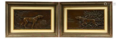 A PAIR OF 20TH CENTURY RELIEF CAST BRONZE PLAQUES,