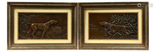 A PAIR OF 20TH CENTURY RELIEF CAST BRONZE PLAQUES,