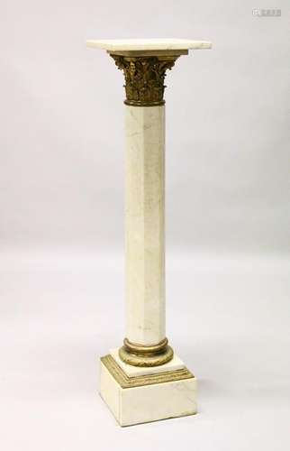 A GOOD 20TH CENTURY MARBLE AND ORMOLU COLUMN, with a