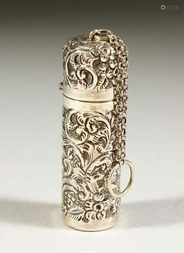 AN EDWARD VII SILVER SCENT BOTTLE with floral repousse