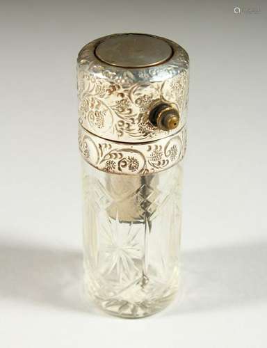 A GOOD EDWARD VII CUT GLASS SILVER TOPPED ATOMISER.