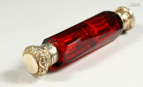 A VERY GOOD VICTORIAN FACET CUT RUBY GLASS DOUBLE ENDED