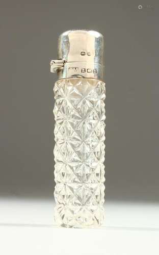 A VICTORIAN CUT GLASS SCENT BOTTLE AND STOPPER with