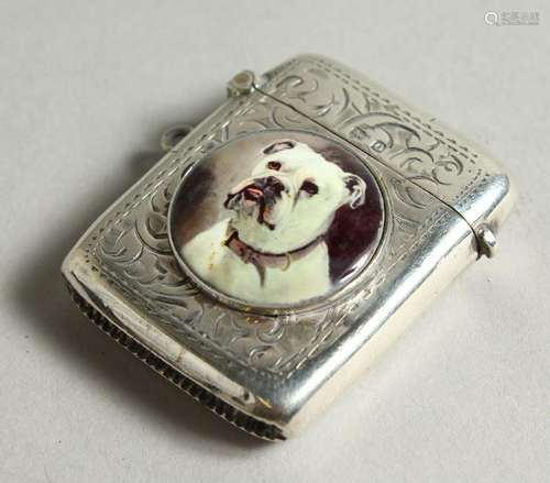 AN ENGRAVED VESTA LIGHTER, with bulldog.  Birmingham