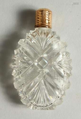 A GOOD CRYSTAL SCENT BOTTLE, with gold top and glass