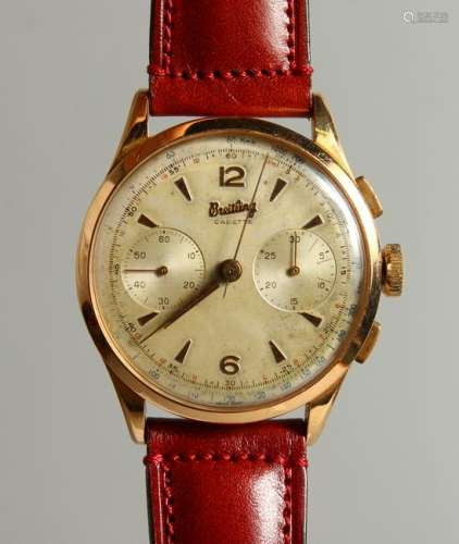 A GENTLEMAN'S 18CT GOLD BREITLING WRISTWATCH, with