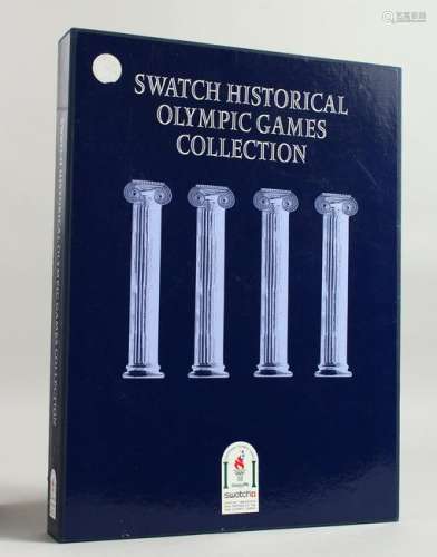 A SET OF NINE SWATCH HISTORICAL OLYMPIC GAMES WATCHES,