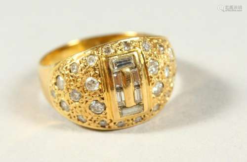 A GOOD 18CT GOLD FANCY DIAMOND RING.