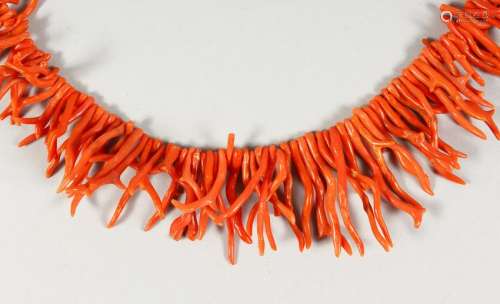 A NATURAL CORAL NECKLACE.  48cms long.