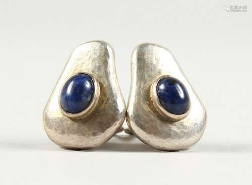 A PAIR OF ART NOUVEAU SILVER EAR CLIPS.