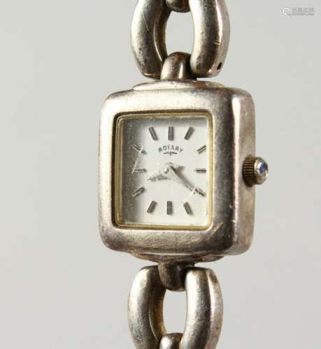 A LADIES SILVER ROTARY WRISTWATCH, with papers, in a