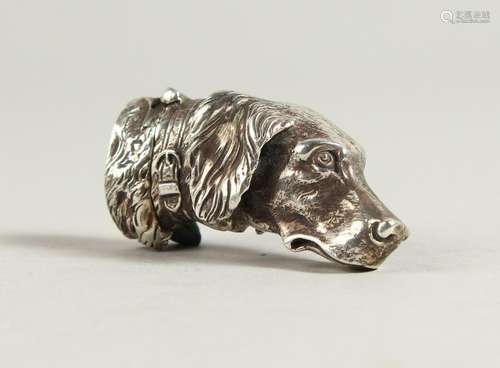 A CAST SILVER DOG'S HEAD VESTA with striker.