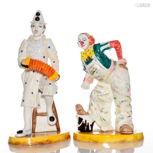 GROUP OF 2 COALPORT FIGURINES, CAVALCADE OF CLOWNS