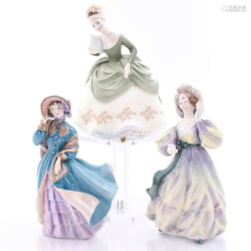 3 ROYAL DOULTON FIGURINES, PRETTY LADIES