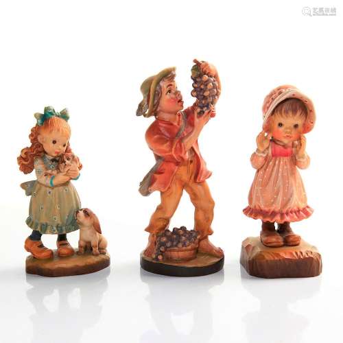 3 ANRI CARVED WOOD FIGURINES