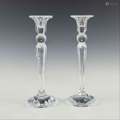 PAIR OF VILLEROY & BOCH CRYSTAL CANDLESTICKS