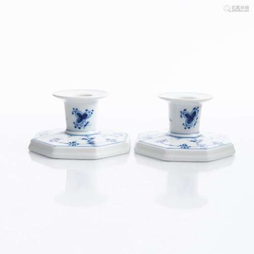 ROYAL COPENHAGEN BLUE FLUTED CANDLESTICKS