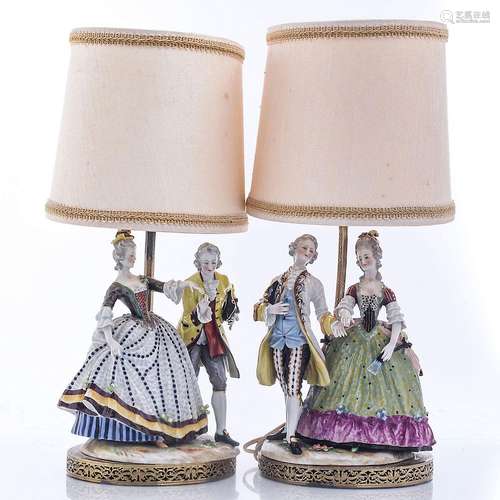 2 CONTINENTAL PORCELAIN FIGURAL ELECTRICAL LAMPS