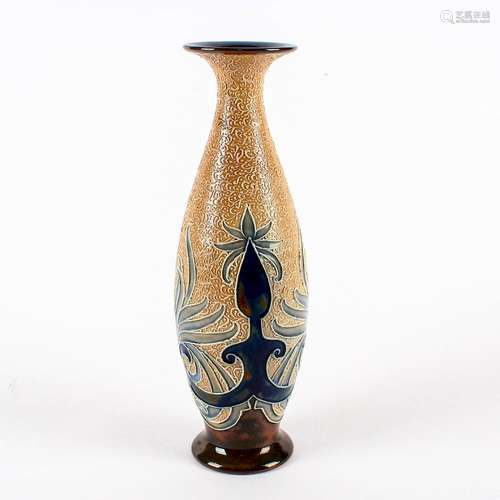 ROYAL DOUTON STONEWARE RAISED DECOR VASE