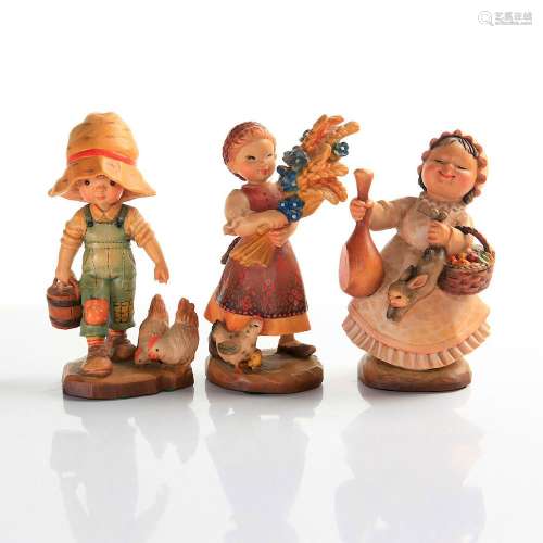 3 ANRI CARVED WOOD FIGURINES