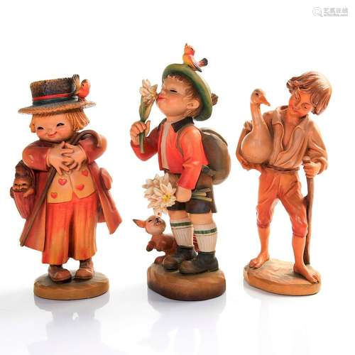 3 ANRI CARVED WOODEN FIGURES