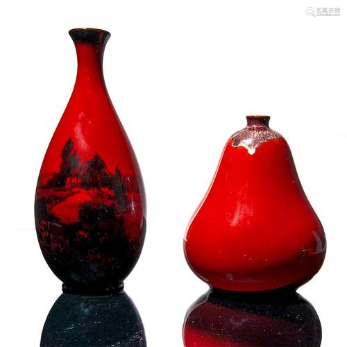 GROUP OF 2 ROYAL DOULTON FLAMBE VASES