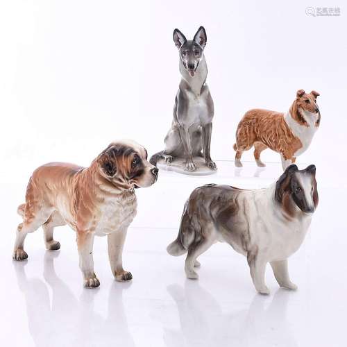 4 COLLECTIBLE PORCELAIN DOG FIGURINES