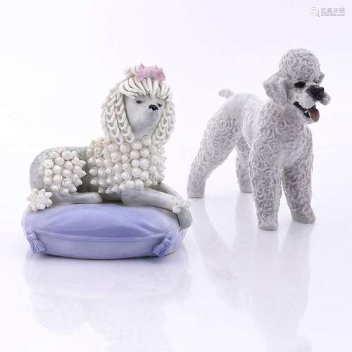 2 CERAMIC POODLES