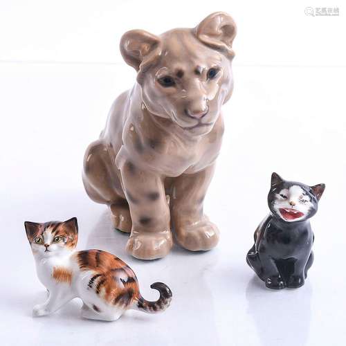 3 PORCELAIN CAT FIGURINES