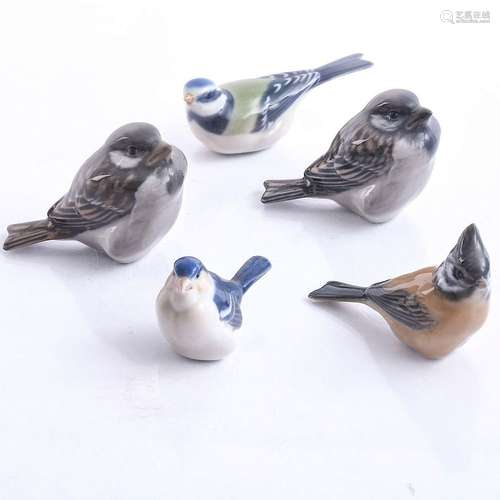 5 ROYAL COPENHAGEN BIRD FIGURINES