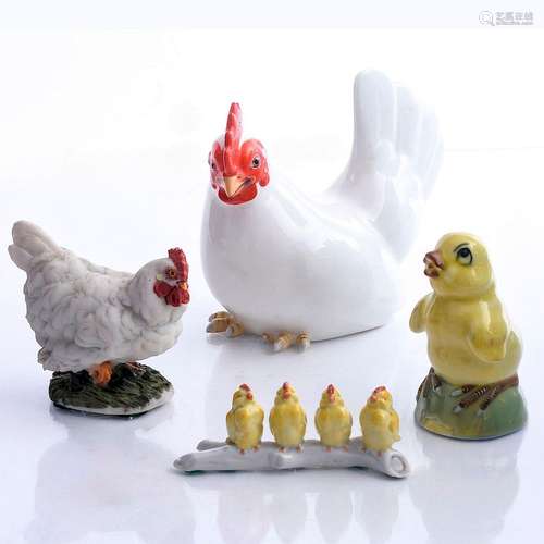 4 CHICKEN FIGURINES