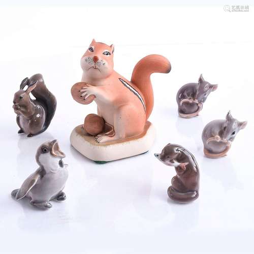 6 PORCELAIN ANIMAL FIGURES