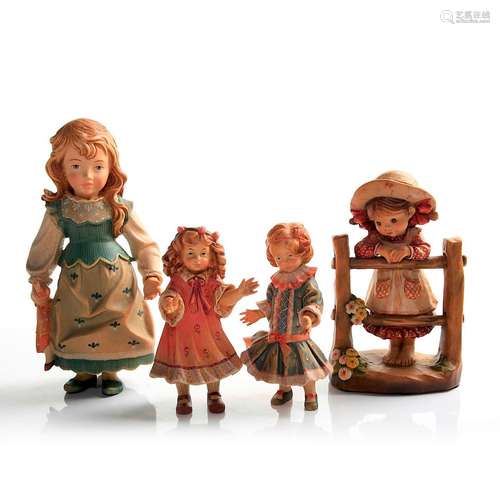 4 ANRI WOOD CARVED FIGURINES