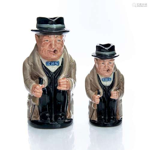 GROUP OF 2 ROYAL DOULTON TOBY JUGS, WINSTON CHURCHILL