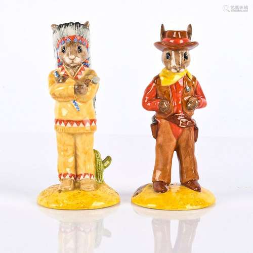 ROYAL DOULTON COWBOY & INDIAN BUNNYKINS DB201, DB202