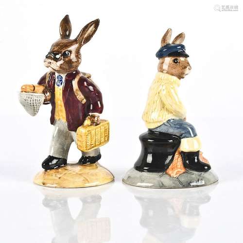 2 ROYAL DOULTON BUNNYKINS FISHERMAN FIGURINES